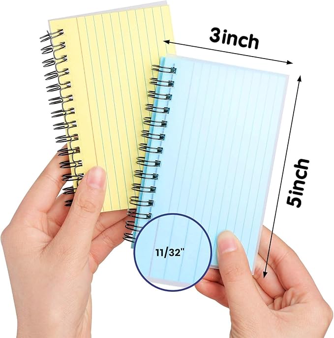 Koogel 3x5 Index Cards Ruled With Ring, 400 PCS Colored Spiral Flash Cards with Waterproof Covers, Heavy Weight Notecards with Spiral for Studying Learning Memory School College, 4 Colors