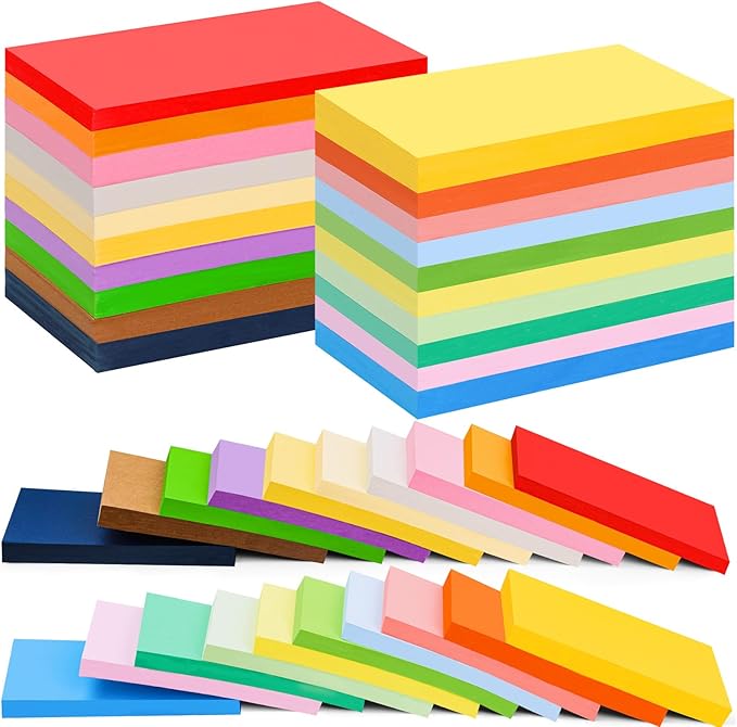 1000 Pcs Colored Index Cards Bulk 4 x 6 Inch Blank Flash Cards 20 Assorted Colors Notecards 180GSM Heavyweight Index Note Cards Portable Note Taking for Studying School College Office Memo