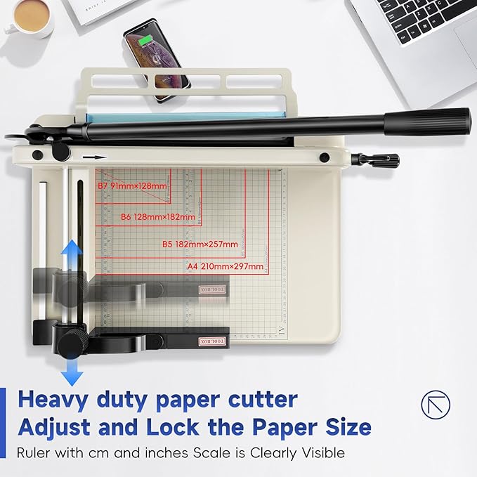 12 Inch Heavy Duty Paper Cutter,Guillotine Paper Cutter Heavy Duty for A4 Paper, 400 Sheet Capacity,White Paper Cutter Heavy Duty for Office Home School