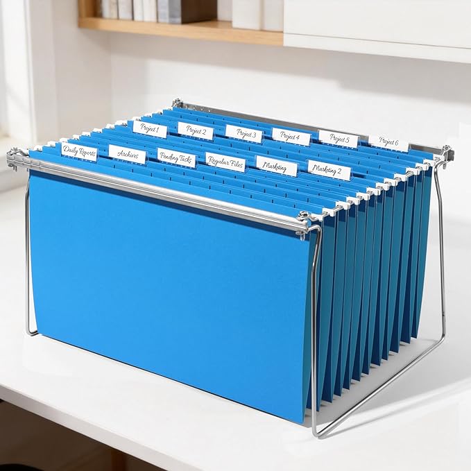 SUNEE Hanging File Folders Legal Size, Blue File Folders 25 Pack 1/5-Cut Tabs, Stay Organized for Your Home and Office Bulk File and Documents
