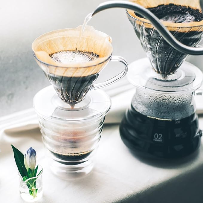 Hario V60 Plastic Coffee Dripper, 02, Clear (Pack of 2)