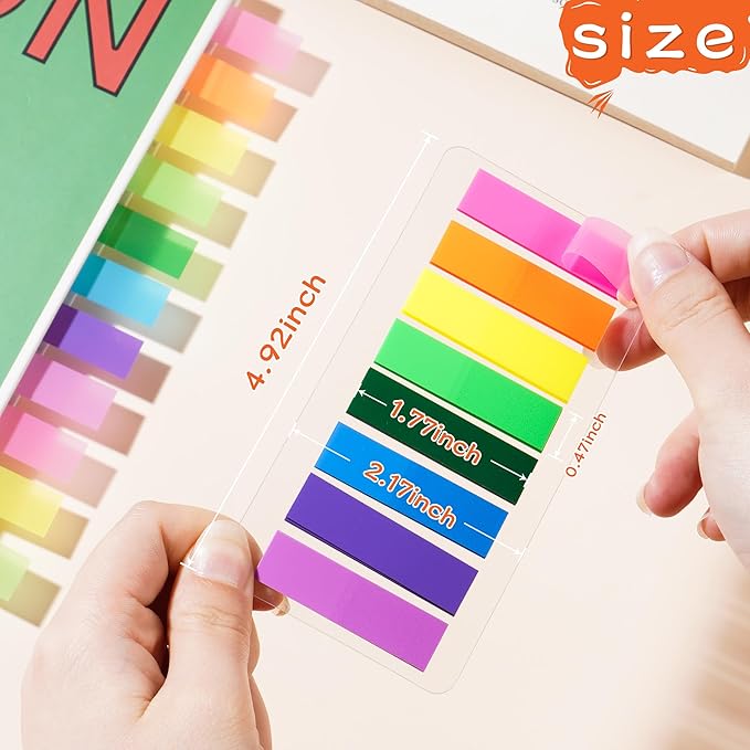 (2000 Pcs) Page Markers Bright Sticky Tabs, Translucent Small Sticky Notes Flags and Arrow Flags, Fluorescent Index Tab Stickers for Notebooks [8 Colors, 10 Sets] (Pack of 2)