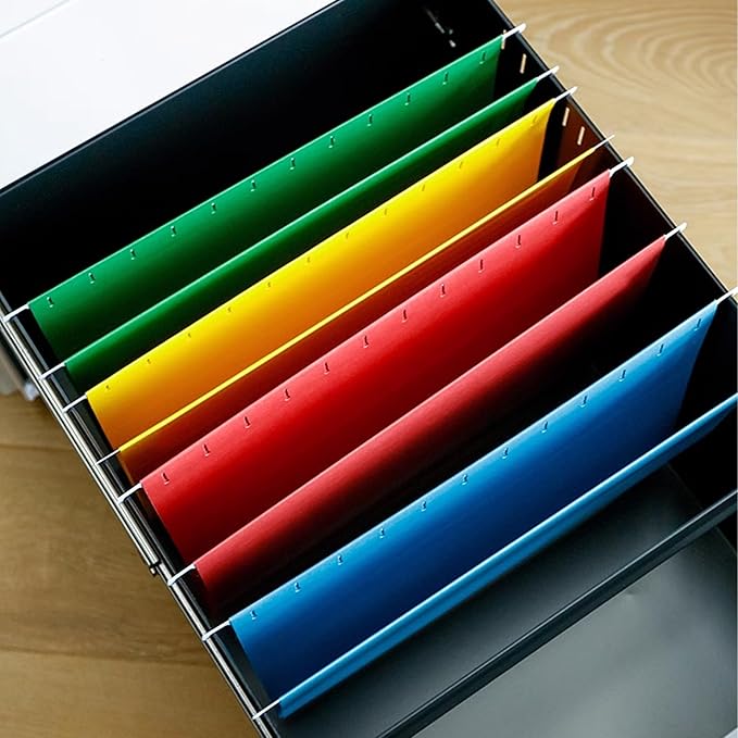 Blue 25 Pack Hanging File Folders,Cabinet Organizer Letter Size 1/5 Cut Adjustable Label Decoration Home Office School Classroom