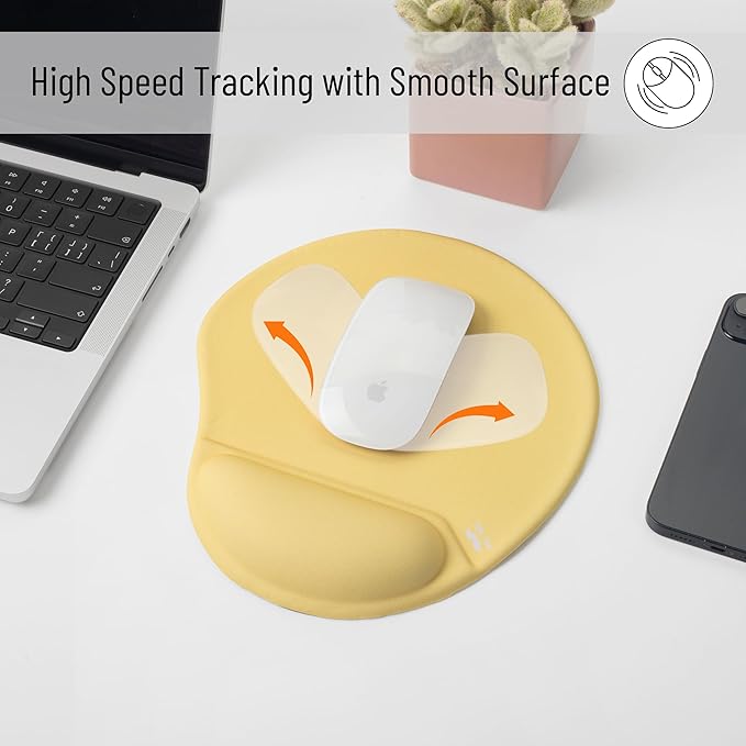 Mr. Pen- Ergonomic Mouse Pad with Wrist Rest, Yellow Breathable Fabric with Memory Foam Cushion, Non-Slip Rubber Base, Gel Mouse Pad with Wrist Support