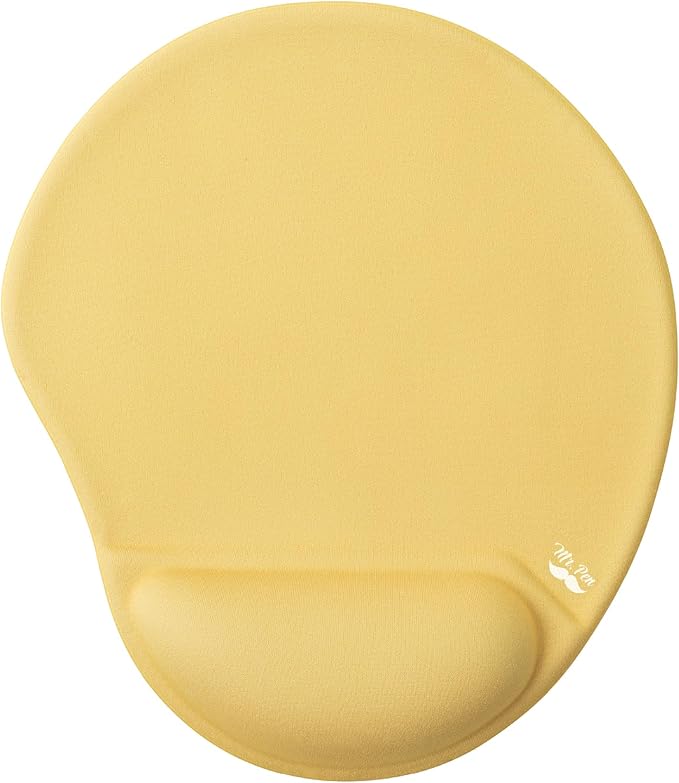Mr. Pen- Ergonomic Mouse Pad with Wrist Rest, Yellow Breathable Fabric with Memory Foam Cushion, Non-Slip Rubber Base, Gel Mouse Pad with Wrist Support