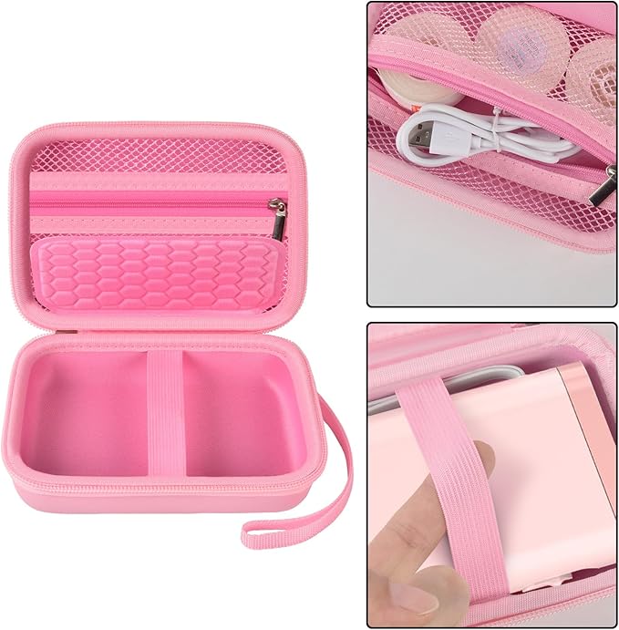 Comecase Case Compatible with Nelko P21/ for Phomemo D30 D35 Label Maker Machine, for JADENS D11/ for SUPVAN Mini Labeler Sticker, Labler Maker Storage for Tape&Accessories - Pink