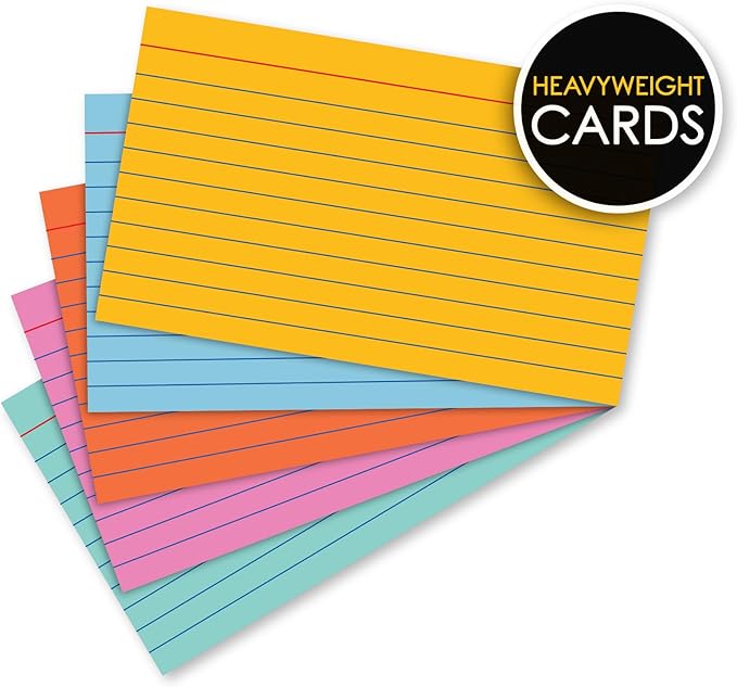 iScholar Index Cards, Ruled, Colored, 3 x 5 Inches, 100 Card Pack (03516)