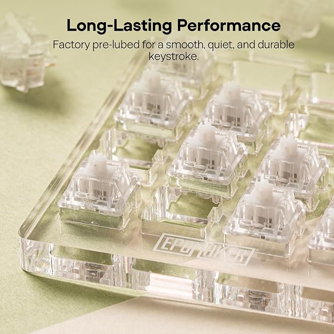 EPOMAKER Silent Mechanical Keyboard Switches Set - 35 Pieces Factory Pre-Lubed, 5-Pin Linear/Tactile Switches for Custom Mechanical Keyboards (Crystal(Tactile Silent))
