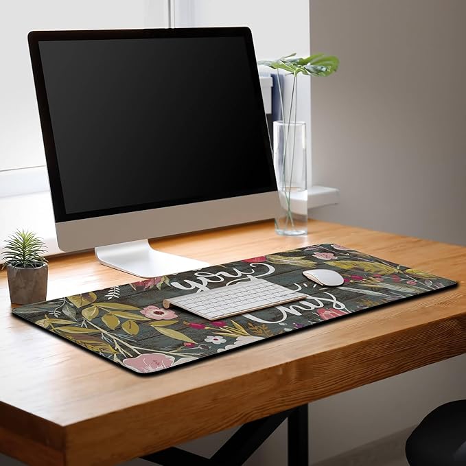 Computer Mats Floral Work Desk Mat Gaming Mouse Pad Large Mousepads Table Extender Waterproof Non-Slip Rubber Base 35.4 X 15.7 for Game Office, Motivation Quote You Got This