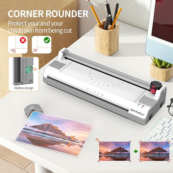 7-in-1 Thermal Laminator Machine 11X17 with 20 Letter Size Laminating Sheets,13inch Laminater for A3/A4/A6, Hot&Cold 2 Roller Lamination for Office Home Teacher Use,Paper Cutter, Corner Rounder