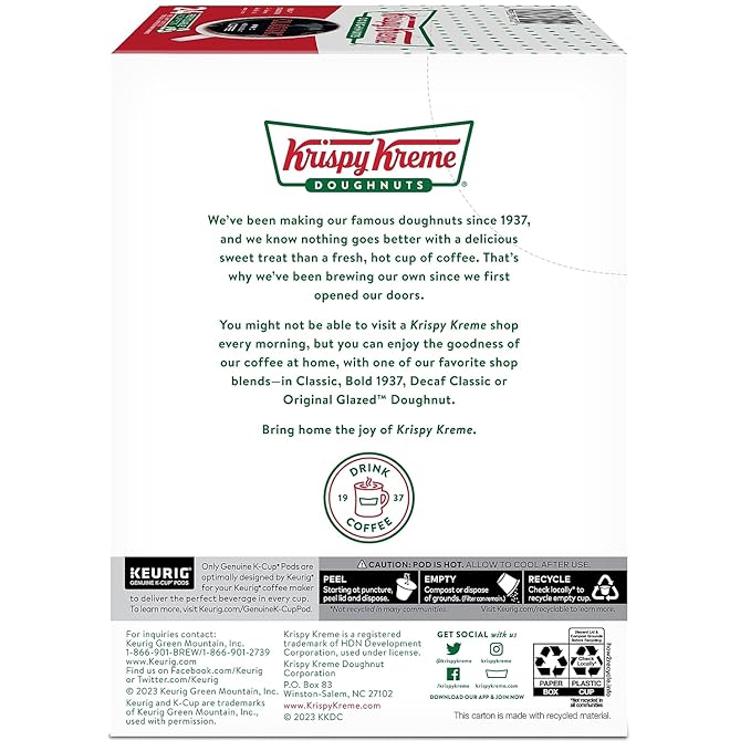 Krispy Kreme Classic, Single-Serve Keurig K-Cup Pods, Medium Roast Coffee, 24 Count