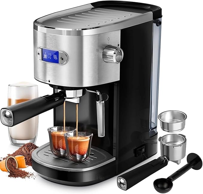COWSAR Commercial-Grade Espresso Machine, 20Bar High Pressure Compact Coffee Maker with Milk Frother Steam Wand. Equipped with 45oz Detachable Water Tank, Ideal for Brewing Cappuccino