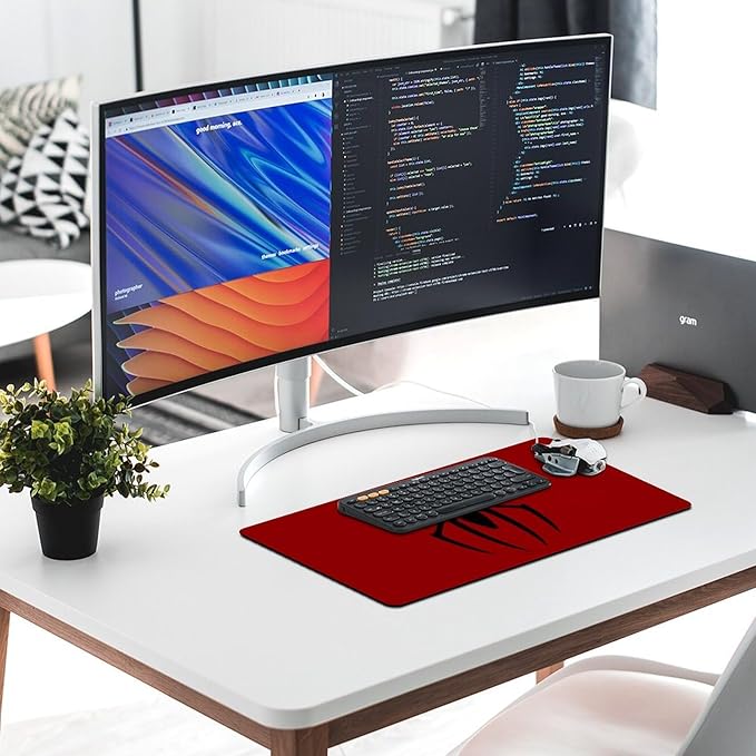 Gaming Mouse Pad, Spider Red Pattern Mouse Pad Large Extended Computer Mouse Mat Keyboard Full Desk Mousepad for Gaming, Office, Home 11.8x31.5Inch