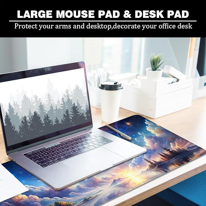 Galaxy Large Mouse Pad Blue Desk Pad Earth Theme Gaming Mouse Mat XL Cloud Desk Mat 31.5x11.8x0.12 inch (Fantasy Galaxy)