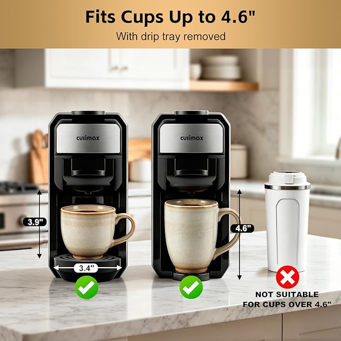 CUSIMAX Espresso Machine Single Serve Coffee Machine Compatible with Nespresso Pods, Adjustable Brewing Size, 19Bar Coffee Maker, Stainless Steel Espresso Maker with 20oz Remevable Water Tank