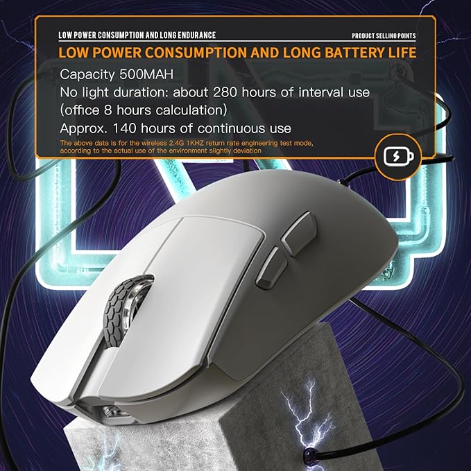 Darmoshark M3 Pro Wireless Gaming Mouse,Tri-Mode 2.4G/USB-C/Bluetooth Mouse Up to 26KDPI,PAW3395 Optical Sensor Lightweight 55g,8 programmable Button 500MAh Battery Life,Computer Mouse for Laptop(W)