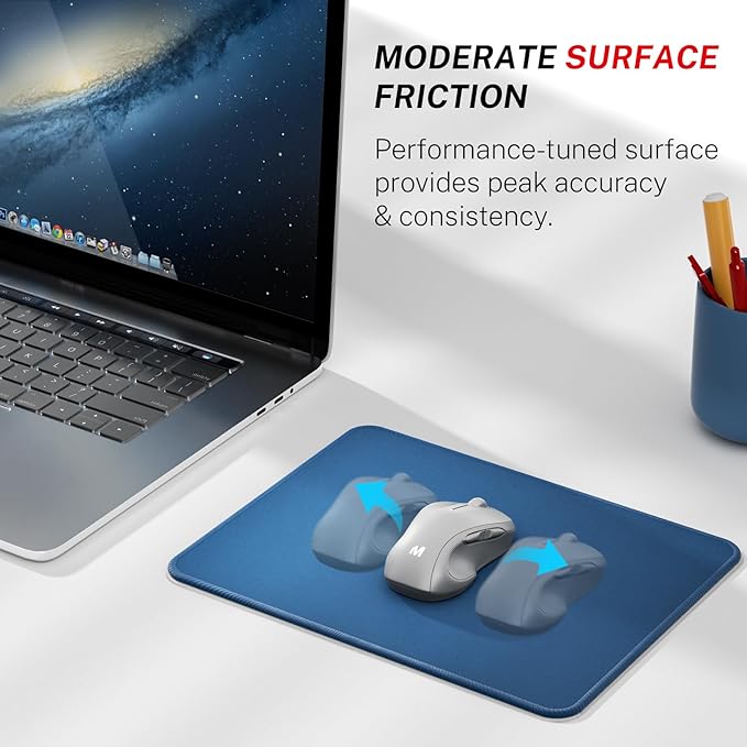 MROCO Mouse Pad [30% Larger] with Anti-Fray Stitched Edges, Premium-Textured Waterproof Surface, Non-Slip Rubber Base, Computer & Gaming Mouse Mat for Laptop, Office & Home, 8.5 x 11 in, Navy Blue