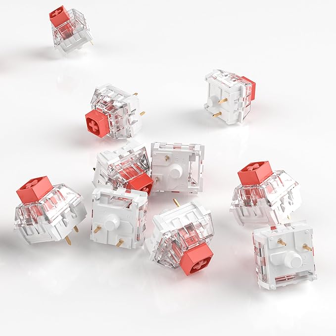 Kailh Box Red Switches for Mechanical Keyboard,3-Pin 45gf Linear/Factory Lubed/Dust&Waterproof Switches(Kailh Box Red,108Pcs)
