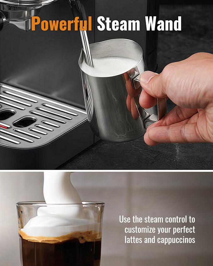 SHARDOR Espresso Machine 20 Bar, Professional Espresso Machine with Milk Frother and Touchscreen, Expresso Coffee Machines with Adjustable Temperature,for Cappuccino, Latte, Black