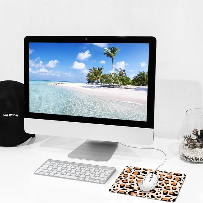 Mouse Pad, Square Mousepad, Personalized Premium-Textured, Non-Slip Rubber Base Mouse Mat, Waterproof Gaming Mouse Pad for Wireless Mouse, Computers, Laptop, Office, Home (Leopard Print)