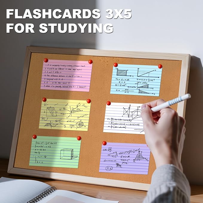 600 Count Colored Index Cards 3x5 in Ruled Flash Cards for Studying, 12 Pack of 50, Multilcolor Notecards Lined Flash Cards Bulk, Neon Flashcards Note Cards, 3x5 Index Cards for School, Home, Office