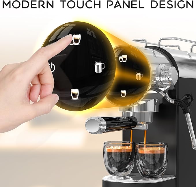 AYCHIRO Semi-Automatic Espresso Machine with Milk Frother, 20 Bar Espresso Coffee Machine, Espresso Maker with Removable Water Tank & Drip Tray, Compact for Home Latte Cappuccino