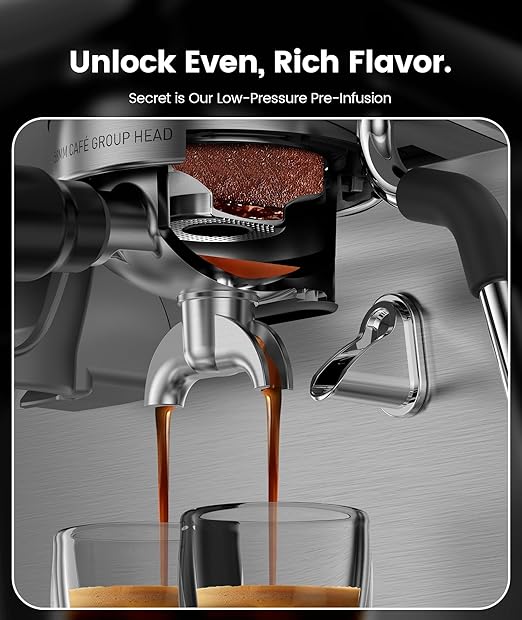 COWSAR (2026 Upgrade) 20 Bar Espresso Machine with Grinder,Expresso Coffee Machines with Milk Frother,Commercial Stainless Steel Expresso Machines for Home,Perfect Cappuccino & Latte-Dual Boiler