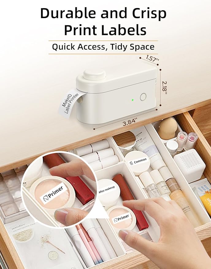 Makeid L1 Label Maker Machine with Tape Includes 3 Rolls - Portable & Rechargeable Label Makers Compatible with 9 12 16mm Tape - Mini Bluetooth Labeler for Organizing Office Home School