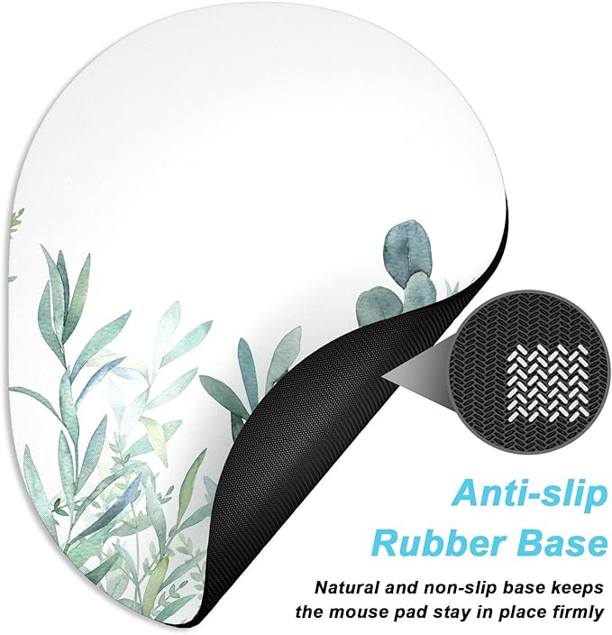 Rimilak Small Mouse Pad 6 x 8 Inch, Takes up Wrist and Mouse Space, Waterproof Compact Mini Mouse Mat for Laptop Computer Wireless Mouse Keyboard Home Office Travel,Green Leaves