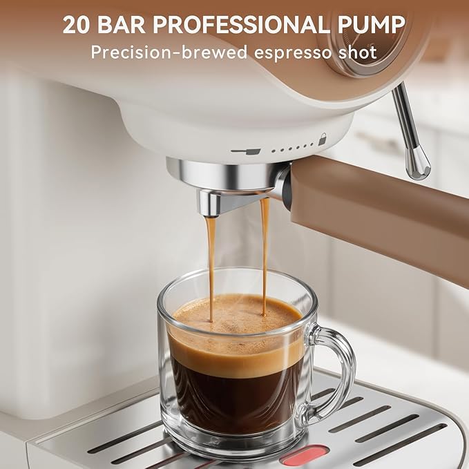 XIXUBX Espresso Machine, 20Bar Compact Espresso Maker with Milk Frother, PID Temperature Control, Low Vibration Coffee Maker for Small Kitchen, Home, Brews Latte, Cappuccino