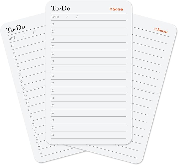 Notsu To Do List Grid Index Cards 3x5 | 50 Task Planner Foldable Vertical Notecards with Rounded Corners