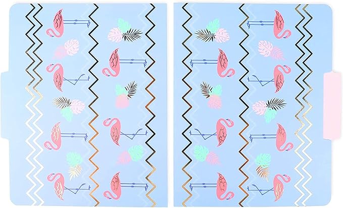 Paper Junkie Decorative File Folders - 12 Pack, Letter Size (9.5 x 11.5 in), Pink & Gold Foil Flamingo Design - Colored Hanging Files & Flamingo Folders for Office Supplies