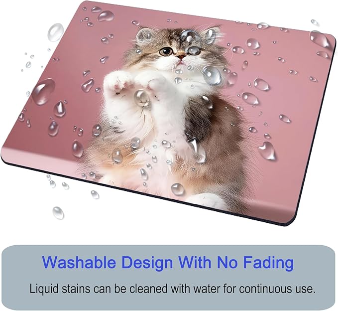 Mouse Pad, Square Mousepad, Personalized Premium-Textured, Non-Slip Rubber Base Mouse Mat, Waterproof Gaming Mouse Pad for Wireless Mouse, Computers, Laptop, Office, Home (Cute Kitten)