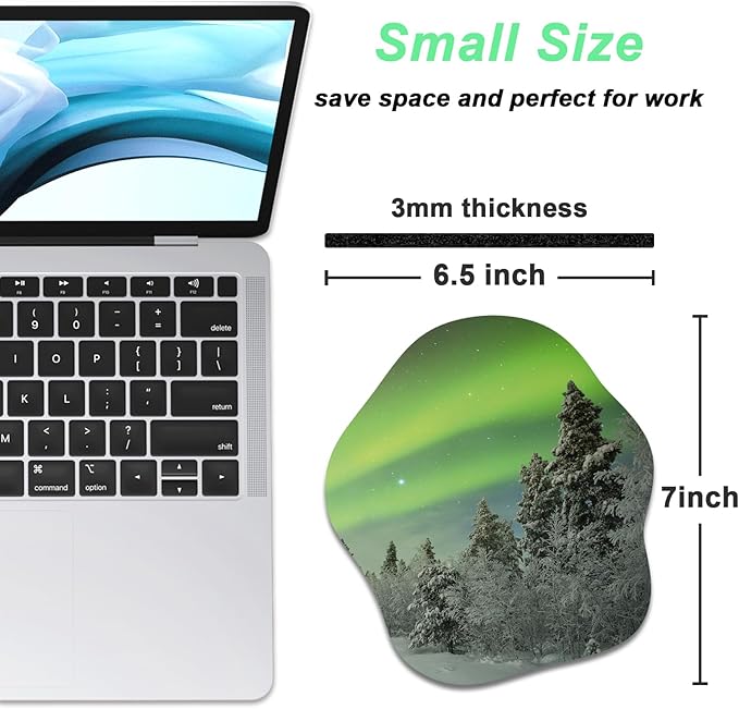 Rimilak Small Mouse Pad 6.5 x 7 Inch, Takes up Wrist and Mouse Space, Waterproof Compact Mini Mouse Mat for Laptop Computer Wireless Mouse Keyboard Home Office Travel,Green Light