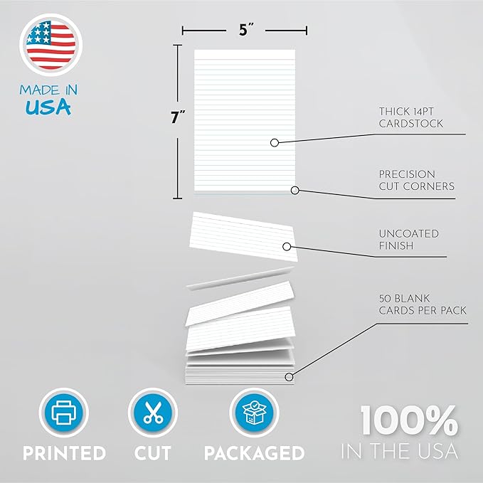 Home Advantage Vertically Ruled White Index Cards, Note Cards