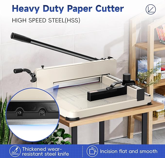 12 Inch Heavy Duty Paper Cutter,Guillotine Paper Cutter Heavy Duty for A4 Paper, 400 Sheet Capacity,White Paper Cutter Heavy Duty for Office Home School