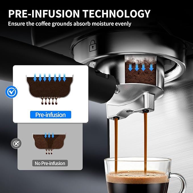 20Bar Espresso Machine with Milk Frother Cold Brew, Expresso Coffee Machine for Home, Compact Espresso Machines Small Kitchens, Cappuccino Latte Maker, 45oz Removable Water Tank, Touchscreen, Silver