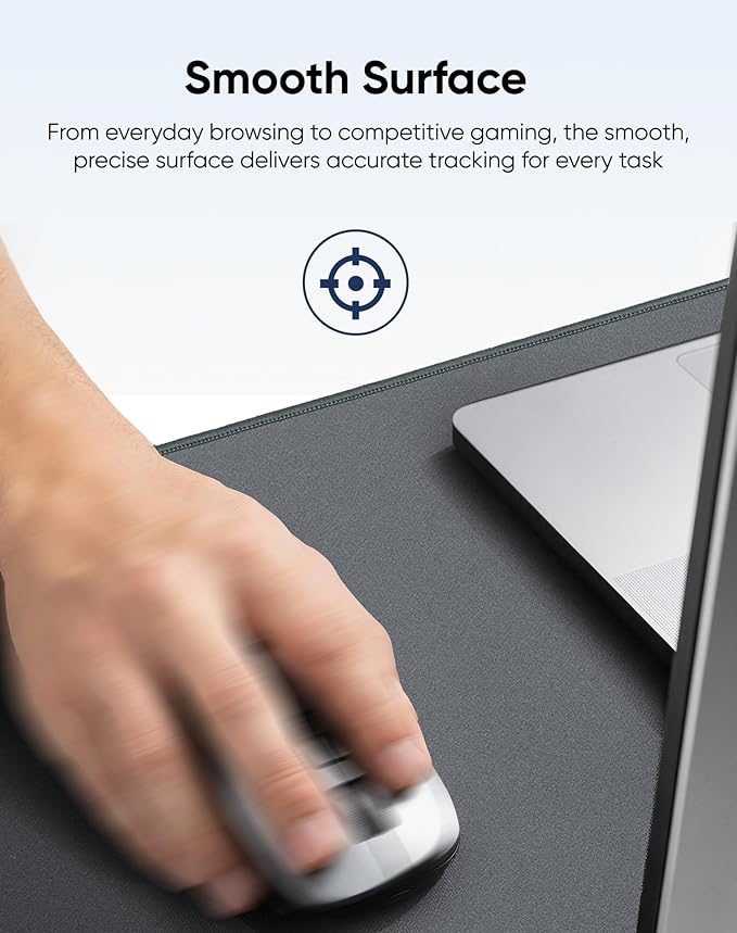 Waterproof Large Gaming Mouse Pad with Durable Stitched Edges, Non-Slip Rubber Base, Grainy Jacquard Mouse Mat Desk Pad for Home Office Gaming, 35.4''x15.7''x0.12'', Matte Gray