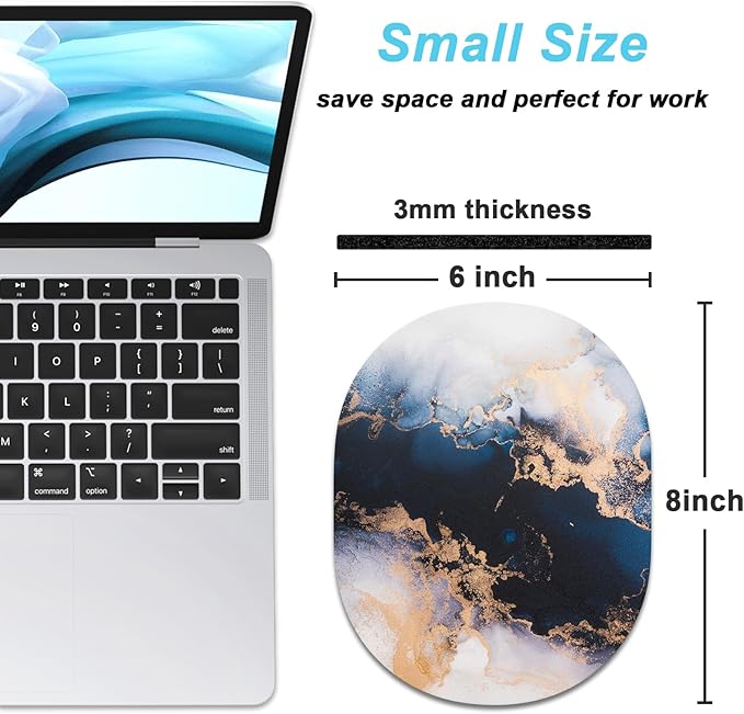 Rimilak Small Mouse Pad 6 x 8 Inch, Takes up Wrist and Mouse Space, Waterproof Compact Mini Mouse Mat for Laptop Computer Wireless Mouse Keyboard Home Office Travel,Blue Gradient Marble