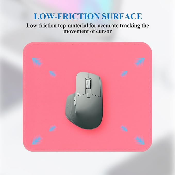 Mouse Pads, 3 PCS,Light Pink Standard Mouse Pads, Office and Gaming,Stitched Edges, Rubber Anti Slip Base Mouse pad, Dirt Resistant, Durable, Square, 10.2 inches x 8.3 inches x 0.12 inches