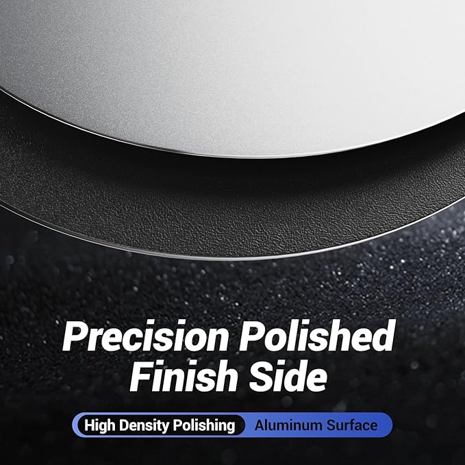 HONKID Metal Aluminum Mouse Pad, Thin Hard Mousepad, Double Sided Waterproof Fast and Accurate Control Mousepad for Laptop, Computer and PC, Office, 7.87 * 7.87 Round Silver