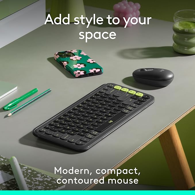 Logitech POP Mouse, Wireless Mouse with Customizable Emojis, SilentTouch Technology, Precision/Speed Scroll, Compact Design, Bluetooth, Multi-Device, OS Compatible - Graphite