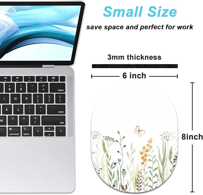 Rimilak Small Mouse Pad 6 x 8 Inch, Takes up Wrist and Mouse Space, Waterproof Compact Mini Mouse Mat for Laptop Computer Wireless Mouse Keyboard Home Office Travel,Butterfly Leaves