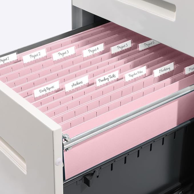 SUNEE Hanging File Folders Legal Size, Pink File Folders 25 Pack 1/5-Cut Tabs, Stay Organized for Your Home and Office Bulk File and Documents
