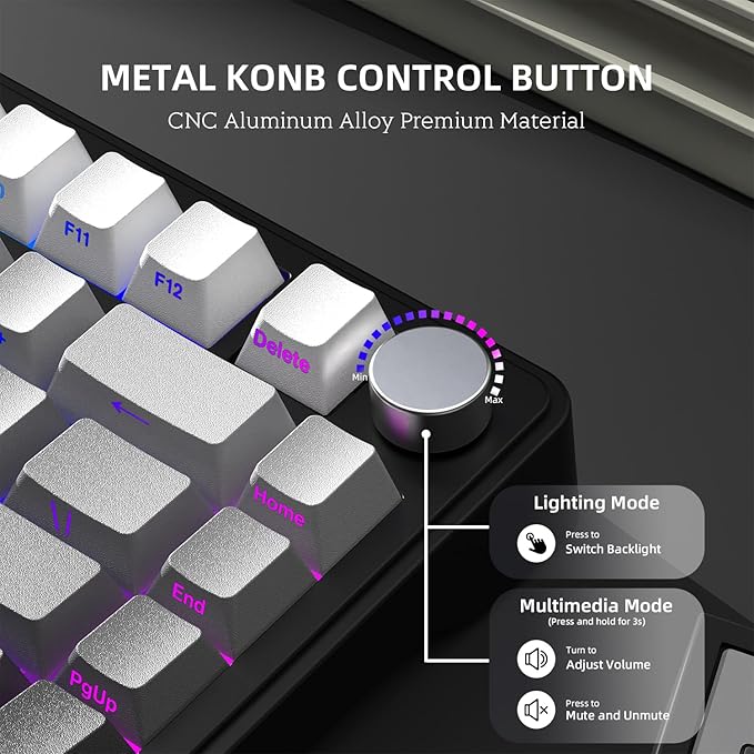 X85 Wireless Mechanical Keyboard, TKL 82 Keys Bluetooth 5.0/2.4GHz/USB-C Hot Swappable Custom Keyboard,Gasket Structure,Knob,RGB Backlit Gaming Keyboard for PC/Mac/PS4/Xbox(Black)