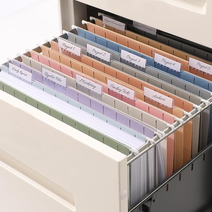 SUNEE Hanging File Folders, 50 Pack Letter Size Hanging File Folders with 1/5-cut Tabs, Stay Organized for Your Home and Office Bulk File, Documents and Paper, 10 Pastel Colors