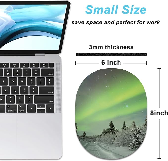 Rimilak Small Mouse Pad 6 x 8 Inch, Takes up Wrist and Mouse Space, Waterproof Compact Mini Mouse Mat for Laptop Computer Wireless Mouse Keyboard Home Office Travel,Green Light