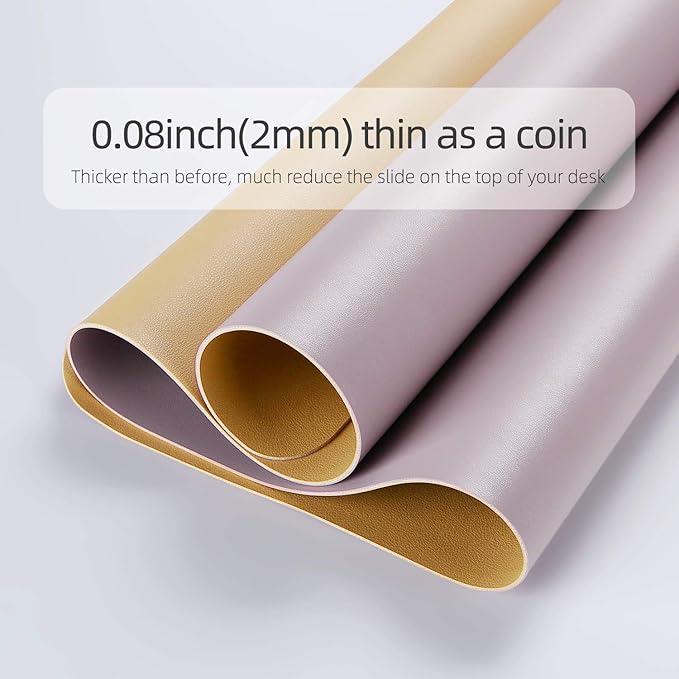 YSAGi Desk Pad, Dual-Sided Desk Mat, 31.5" x 15.7" Laptop Leather Desk Protector, Waterproof Desk Writing Pad for Office (31.5" x 15.7", Grayish Lavendar+Cinnamon Buff)
