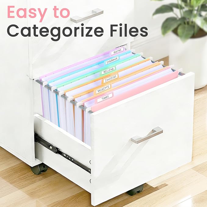 Sooez Tear-Resistant Plastic Hanging File Folders Letter Size, 6 Count File Organizer Suitable for File Cabinet Filing Cabinets, 1/6-cut Adjustable Tabs for Office, School, Pastels Colors, Pink