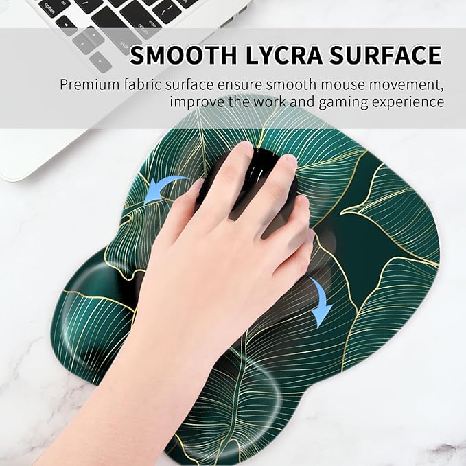 EooCoo Ergonomic Mouse Pad with Wrist Support, Mousepad with Memory Foam Wrist Rest and Non-Slip Base for Computer, Cafe, Home & Office, 9.64 x 8.26 in Office Desk Accessories